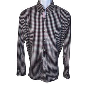 Stone Rose men lavender green plaid button front long sleeve preppy casual shirt